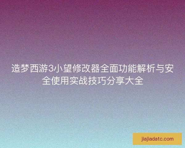 造梦西游3小望修改器全面功能解析与安全使用实战技巧分享大全