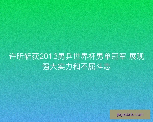 许昕斩获2013男乒世界杯男单冠军 展现强大实力和不屈斗志